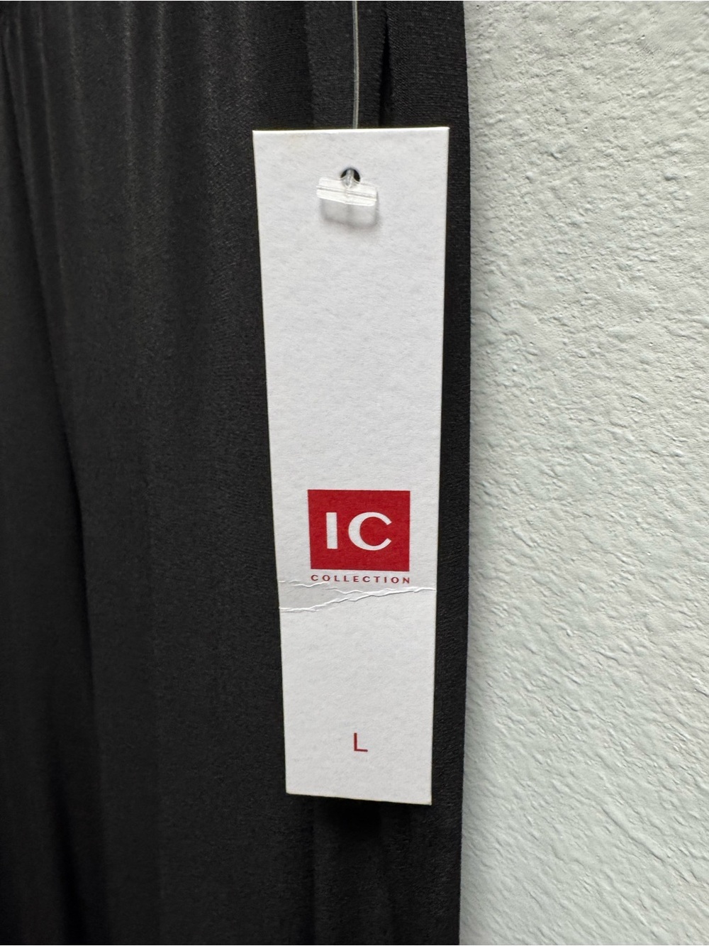 IC COLLECTION Black Wide-Leg Pants with Mesh Hem Stripes - Picture 5 of 10